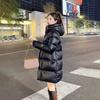 Direct supply goose down jacket women's medium and long black series puffs new couple long down jacket winter warm thickened coat