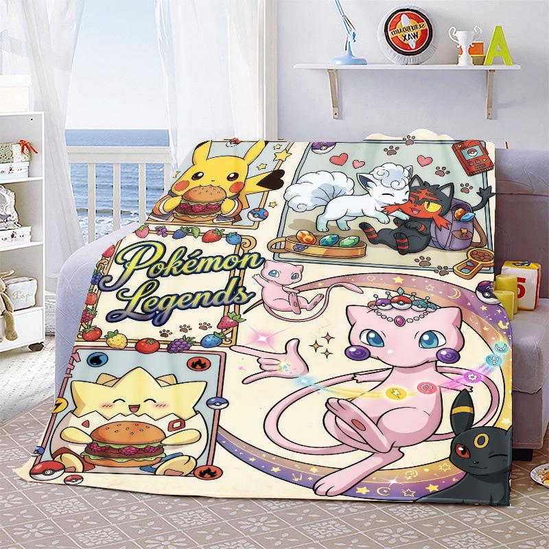 Pokemon Plush Flannel Blanket Soft Warm Lightweight Throw for Couch Sofa Bed Cozy Travel Home Decor Gift Idea -QJY