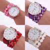 Elegant Floral Quartz Bracelet Watch Fashionable Women's Jewelry Timepiece