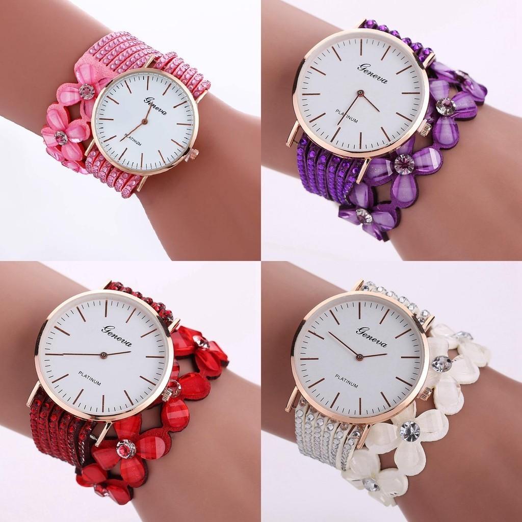 Elegant Floral Quartz Bracelet Watch Fashionable Women's Jewelry Timepiece