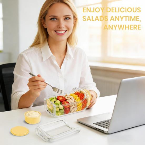 1/2Pcs Salad Storage Jar Food Grade Leakproof Clear Plastic Reusable Salad Jar Food Grade Salad Storage Container