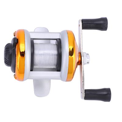 Deukio Portable Winter Ice Fishing Reel Wheel with Wire Outdoor Casting Tackle (Golden)