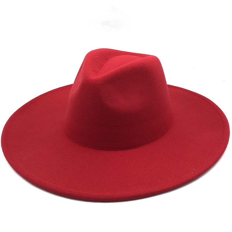 Unisex Wide Brim Wool Felt Jazz Fedora Hat for Autumn & Winter Fashion