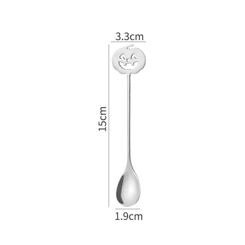 Halloween Pumpkin Head Stainless Steel Teaspoons Coffee Spoon Dessert Tea Sugar Scoop for For Home Kitchen Halloween Party Gifts