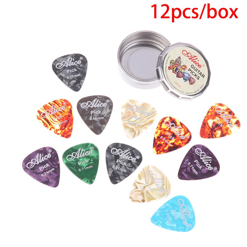 12/24Pcs Acoustic Electric Guitar Picks Plectrums Multifunction Celluloid With Metal Picks Collection Box For Guitar Lovers