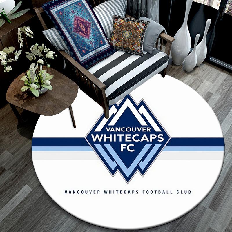 Vancouver Whitecaps Football Club Round Area Rug,Carpet Rug for Living Room Bedroom Sofa Playroom Decor,Non-slip Floor Mat