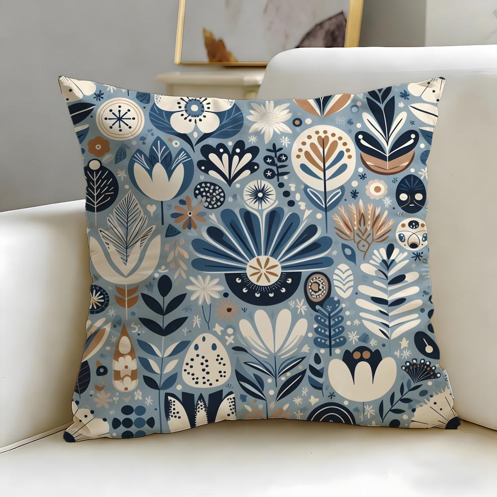 Scandinavian Floral Cushion Cover Soft  EasyWash Pillow Case  Versatile for Couch Bed Travel and Office