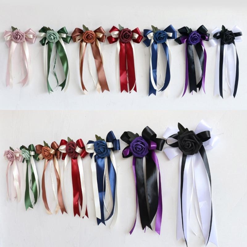 8 Stück Hochzeitsauto Gläser Dekorative Schleifen Hängende Künstliche Seidenblume Türgriff Dekorationen für Brautfahrzeug