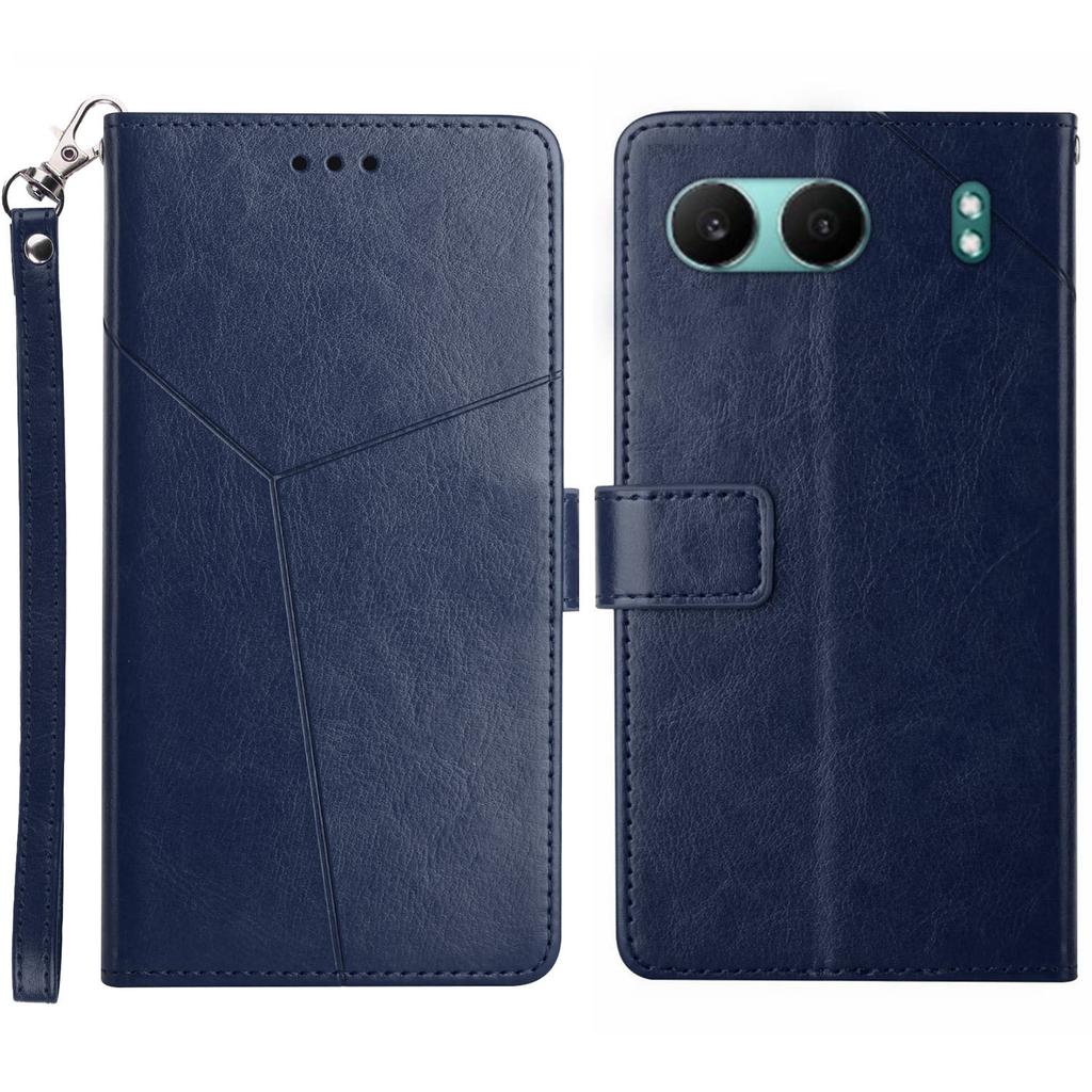 For OnePlus Nord 4 Case with Wrist Strap Y Shaped Lines Imprint Leather Phone Cover