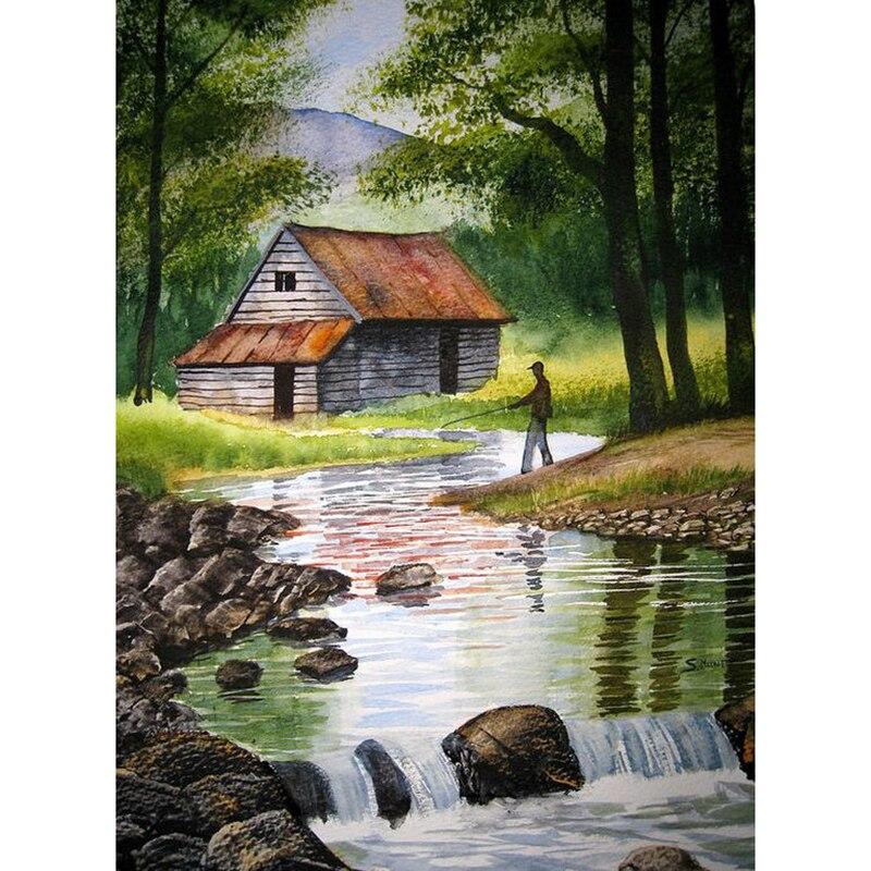 5D DIY Diamond Painting Scenic Lodge Diamond Embroidery Tree Scenery Cross Stitch Full Round Drill Crafts Home Decor Gift