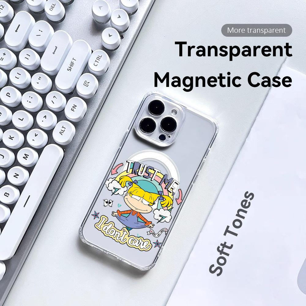 Funny R-Rugrats Angelica Phone Case For iPhone 17 16 15 14 13 12 Pro Max Plus With Magnetic Crystal Clear Case Wireless Charge