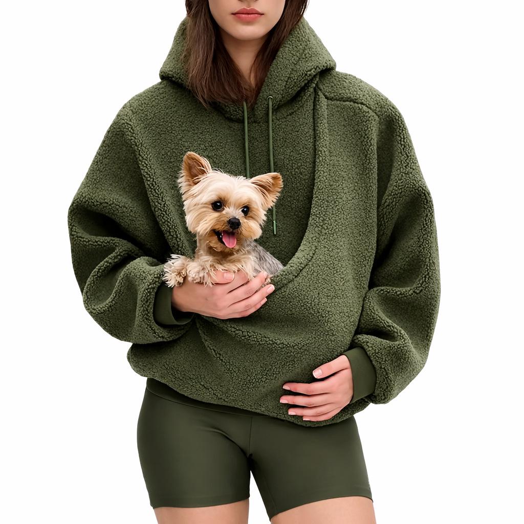 Nova Suéter com Capuz de Pelúcia Cor Sólida Outono/Inverno Estilo Europeu & Americano para Animais de Estimação