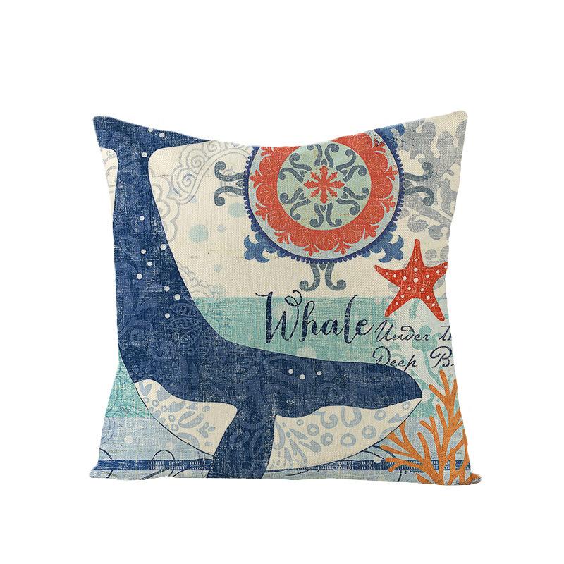 Home Marine Life Polyester Printed Pillow Case Combination Car Pillow Cushion Cover