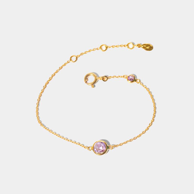 

Twelfth Birthday Stone Bracelet Zircon Pendant Stainless Steel Bracelet Electroplating 18K Color Retention