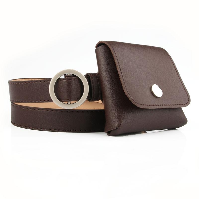 Minimalist Faux Leather Waist Bag With Round Circle Buckle For Casual And Office Use