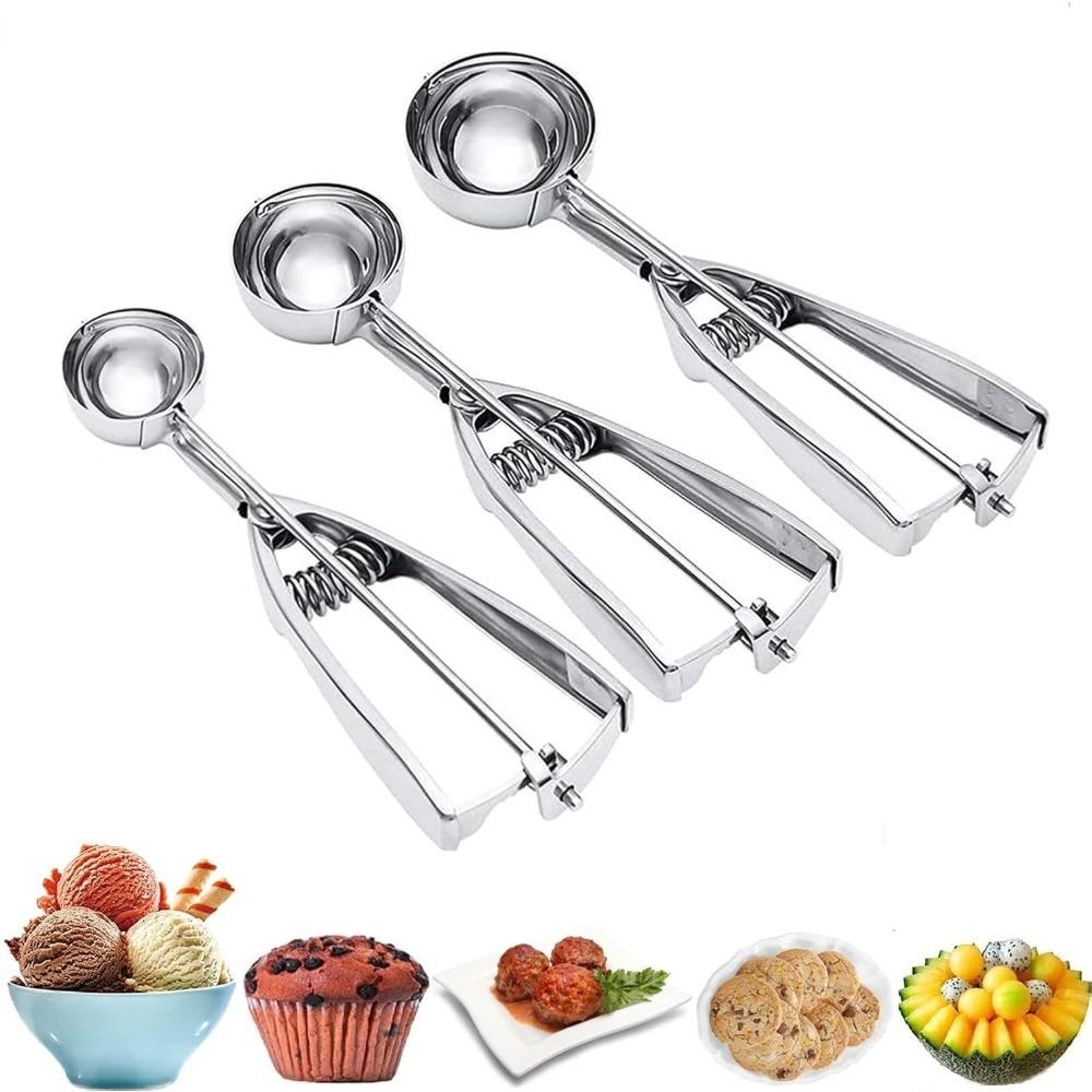 Baking Tools Cookie Dough Scoop Set Stainless Steel Ice Cream Scoop with Trigger Release for Making 4/5/6 Cm Round Pastries