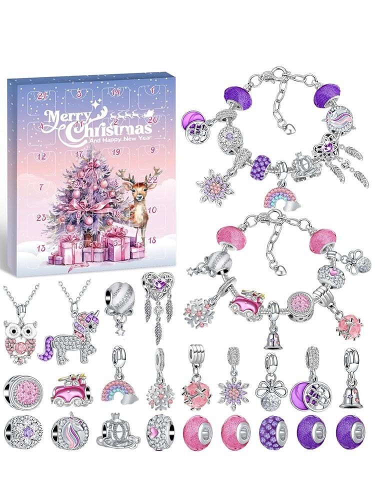 Colorful Crystal Bracelet Making Kit Christmas Blind Box Advent Calendar Diy Set For Women Birthday Valentines
