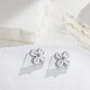 Summer Clear Zircon Flower Earrings Three-color Titanium Steel Earrings Do Not Fade Elegant Japanese and Korean Earrings Women