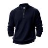 Mens Half-Zip Sweatshirt Fall Winter Jacquard Check Stand Collar Loose Casual Pullover Plus Size