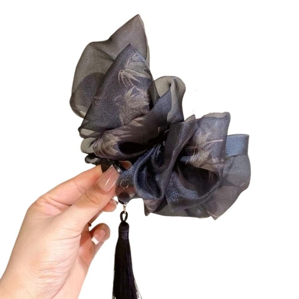 Tassel Cloud Mesh Ponytail Shark Clip New Chinese Style Ponytail Claw Clip  for Women