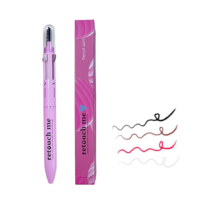4-in-1 Makeup Pen: Lipliner, Highlighter, Eyeliner & Eyebrow Pencil in Four Colors