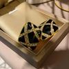 "Atmospheric Diamond-encrusted Curved Necklace, Personalized Enamel Dripping Earrings, Vintage Black Femme Fatale Jewelry Set"
