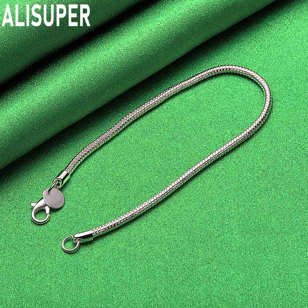 925 Sterling Silver 3mm Simple Braided Bracelet - Beautiful Gift Jewelry