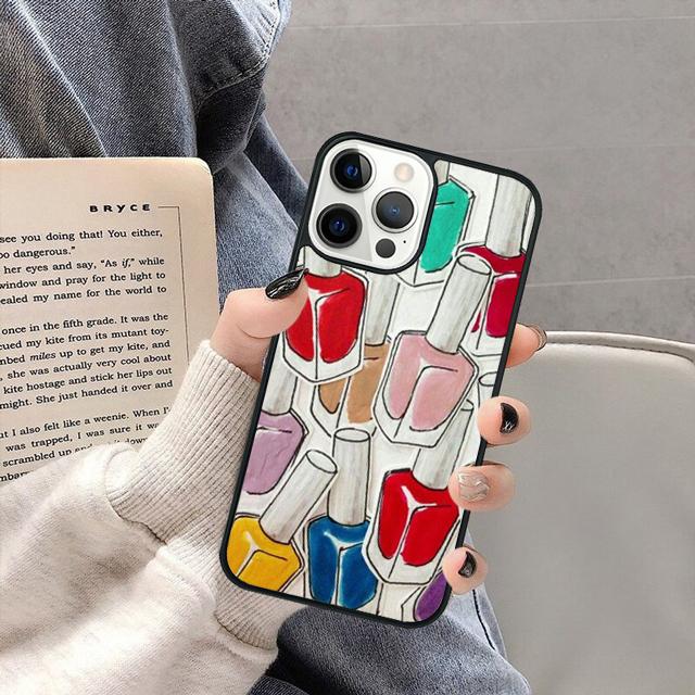 Nagellack Collage Handyhülle Cover für iPhone 17 Air 16 16e 15 13 14 11 12 Pro Max Plus coque fundas Schale