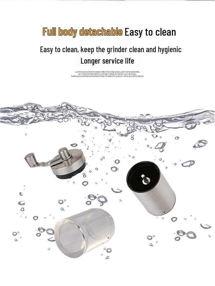 Portable Hand-cranked Coffee Grinder with 304 Stainless Steel and Wood Grain Finish