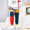 Men'S Overalls Color Matching Loose Light Core Flannel Hip Hop Jogging Street Pants