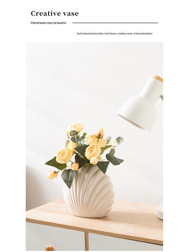Ceramic Vase for Flower Arrangements - Desktop Shell Ornament Decor