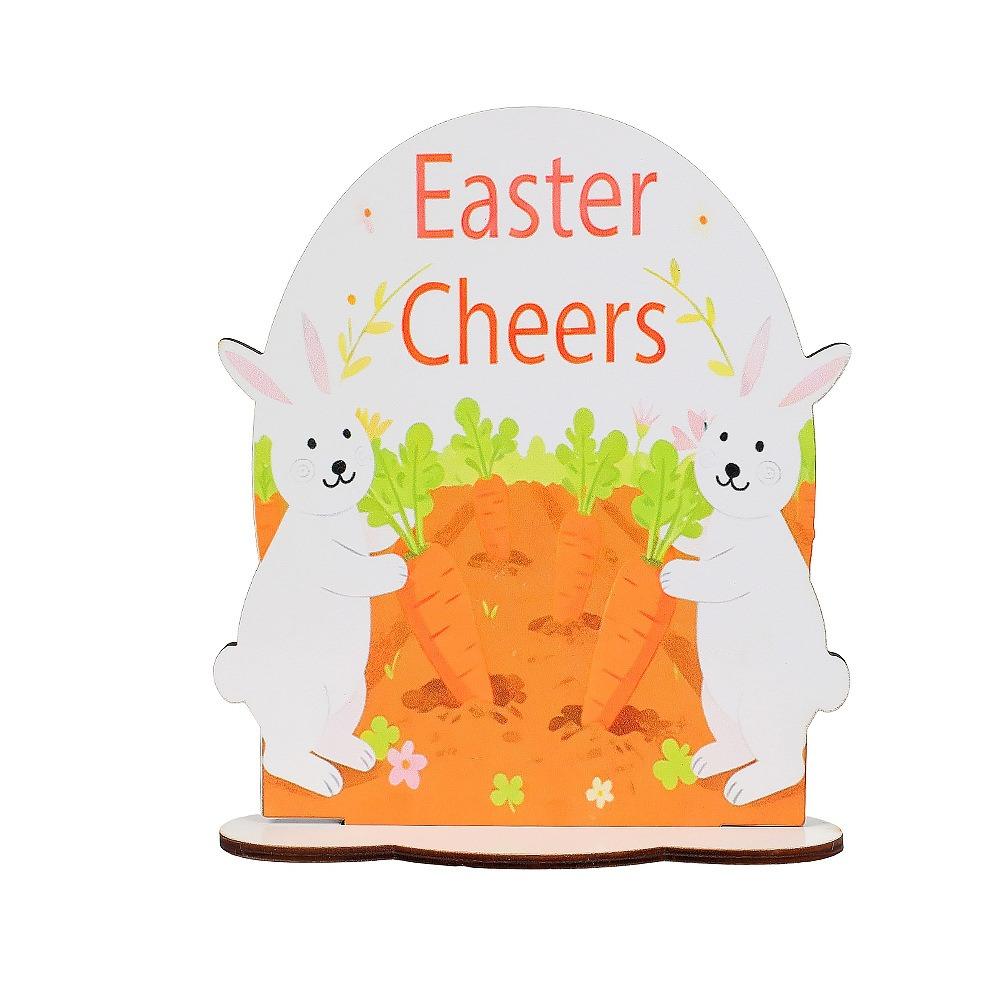 

Art Crafts Cartoon Easter Bunny Decor Handmade Colorful Wooden Rabbit Ornaments Standing Easter Table Centerpieces Holiday Party