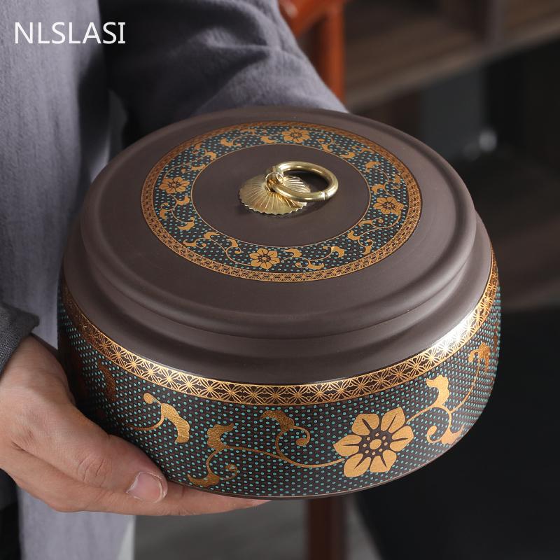 Retro fialový jílový čaj Caddy Domácí kuchyně s víkem Sklenice odolné proti vlhkosti Skladování cukrovinek Hrnec Butik Příslušenství na čajové nádobí Dózy na čaj