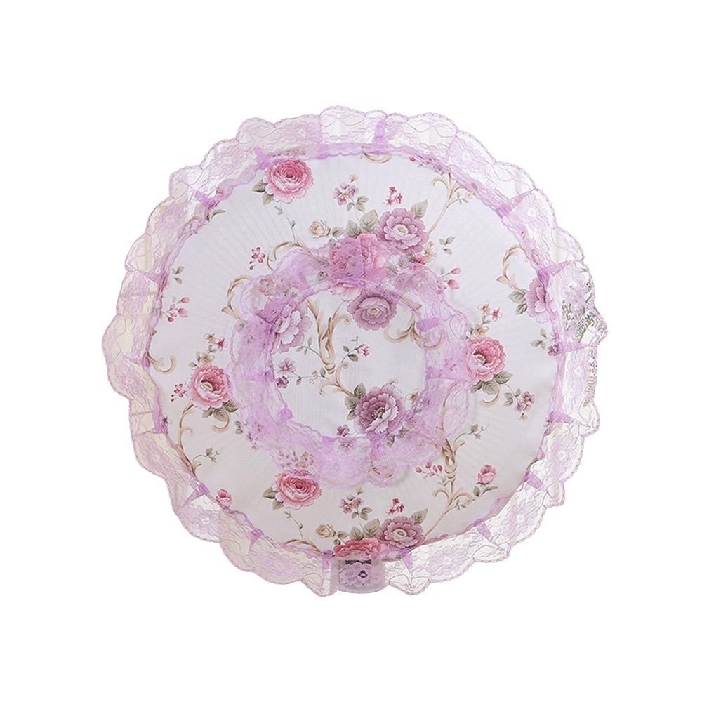 Housse de ventilateur électrique en dentelle et fleurs Anti-pollution Anti-poussière Pour ventilateur sur pied/de bureau Manchon Anti-pincement de main Rond