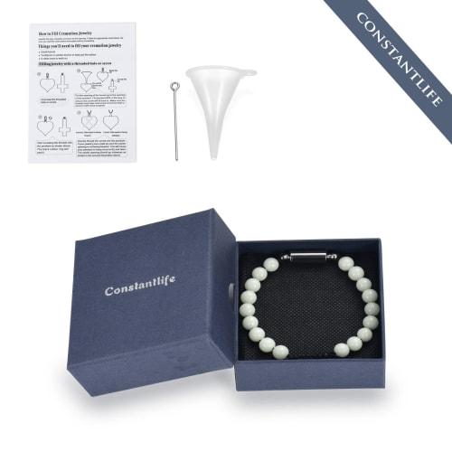 Constantlife Ashes Bracelet, Memorial Urn Jewelry, Handmade Beaded Adjustable Braided Black Rope Bangle, Keepsake Gift for Humans and Pets, Women's, S