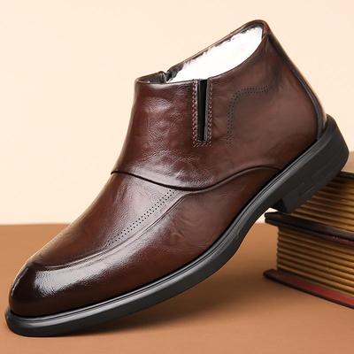 Men's British Style Velvet-Lined Chelsea Boots - Winter Formal High-Top Ankle Footwear