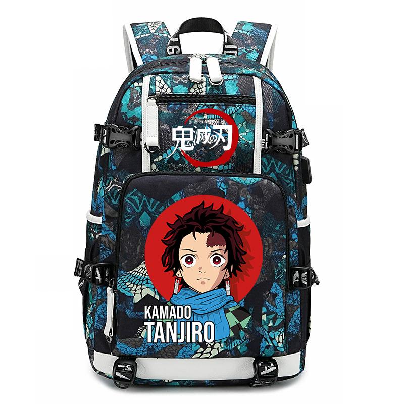 Demon Slayer Anime Print School Backpack Large Capacity Travel Bookbag for Boys Girls Kids Student