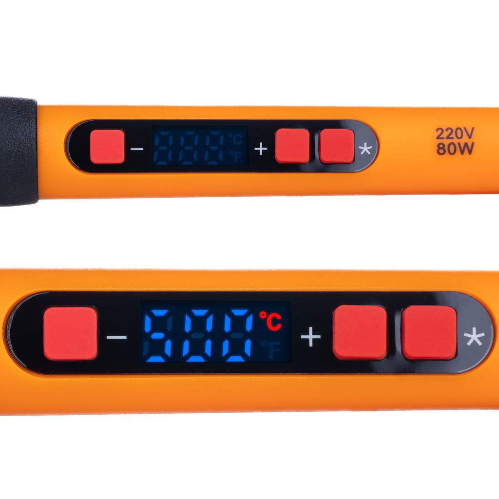 Orange Mastiff 80W Electric S Series Soldering Iron 12-in-1 Set Display (6 Tips, Solder, Stand, Sponge)