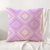 Purple Geometric Pattern Cushion Cover Natural Linen Organic Fabric Double-Sided Printing Sofa Home Decor Gift Pillow Cover