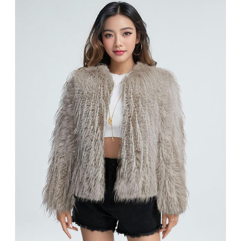 Autumn and Winter New Fashionable Versatile Imitation Fur Coat Coat Solid Color Fringed Fur Coat Women's Top Thickened