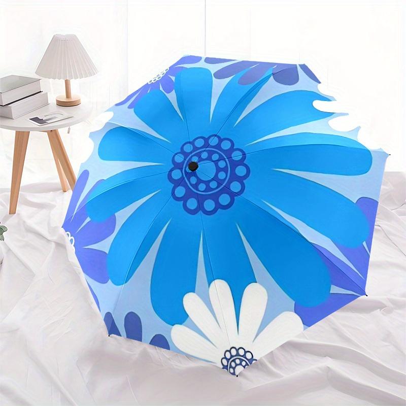 1pc Blue Daisy Automatic Opening/closing Umbrella with Auto Open/Close, Perfect Gift for Friends, Durable Plastic Handle yy250801164