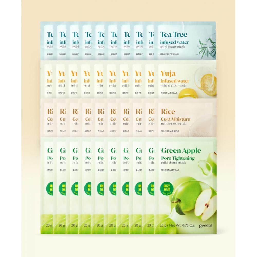 Goodal [40pack] Mild Mask  Green Tea Citron Tea Tree Green Apple Rice 40 pack green tea