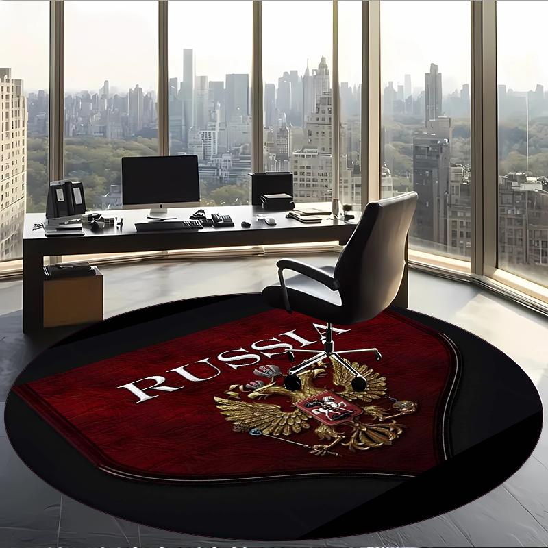 Russian Double Headed Eagle (14) Round Office Rug Decorative Floor Rug for Office Bedroom Living Room and Home Space
