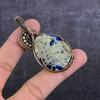 Natürlicher Sodalith Edelstein Handgefertigter Kupferdraht Wickel Schmuck Anhänger 2.64" d0M26