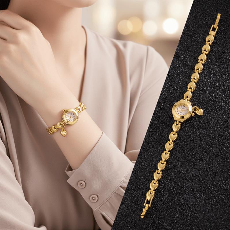 Chaoyada Brand Elegant Women's Bracelet Watch Luxury Lover Heart Shape Pendant Ladies Quartz Wristwatch Gift Clock montre femme