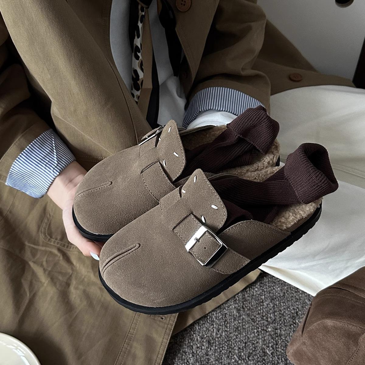 

Тапочки-мешки на платформе, женская верхняя одежда, туфли Boken 2024 года, туфли без каблука, бархатные туфли muller 35 хаки