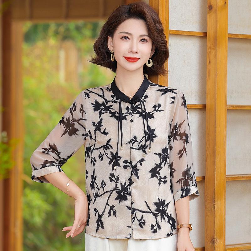 

Women s Long-Sleeve Floral Jacket - Spring/Autumn Collection 5XL (suggested 150-165 jin) білий