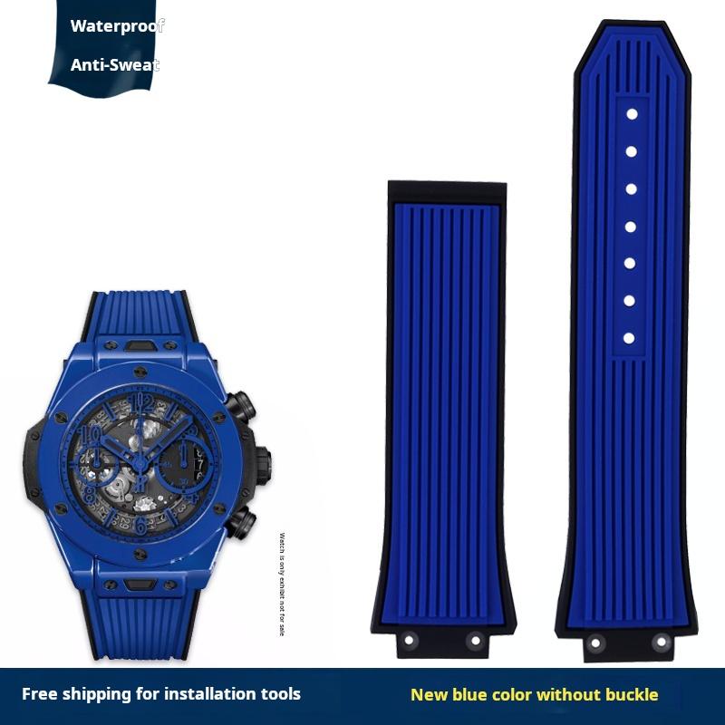 For HUBLOT BIG BANG Series Silicone Rubber Strap 27x17mm Convex Interface Watch Band Men Collapsible Buckle Bracelet Accessories