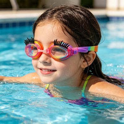 Children's Eyelashes Swimming Goggles Anti-Fog No Leak Swim Goggles Cute Eyeglass for Kids Girls Pool Accessories