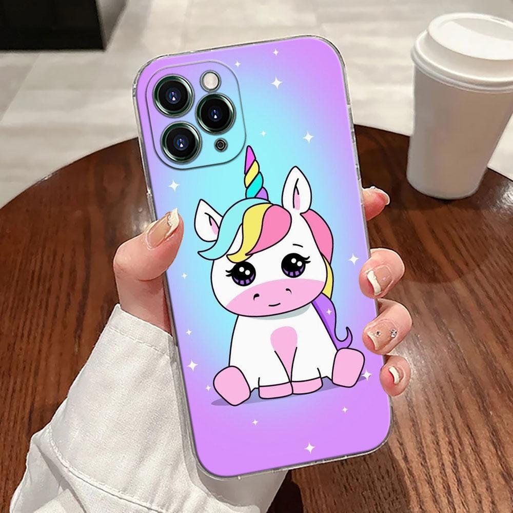 Süßes Regenbogen-Einhorn Transparente Hülle Für Apple iPhone 17 16 15 14 13 12 11 Pro Max 16 Plus 16E 17Air 17Pro Handyhülle Silikon